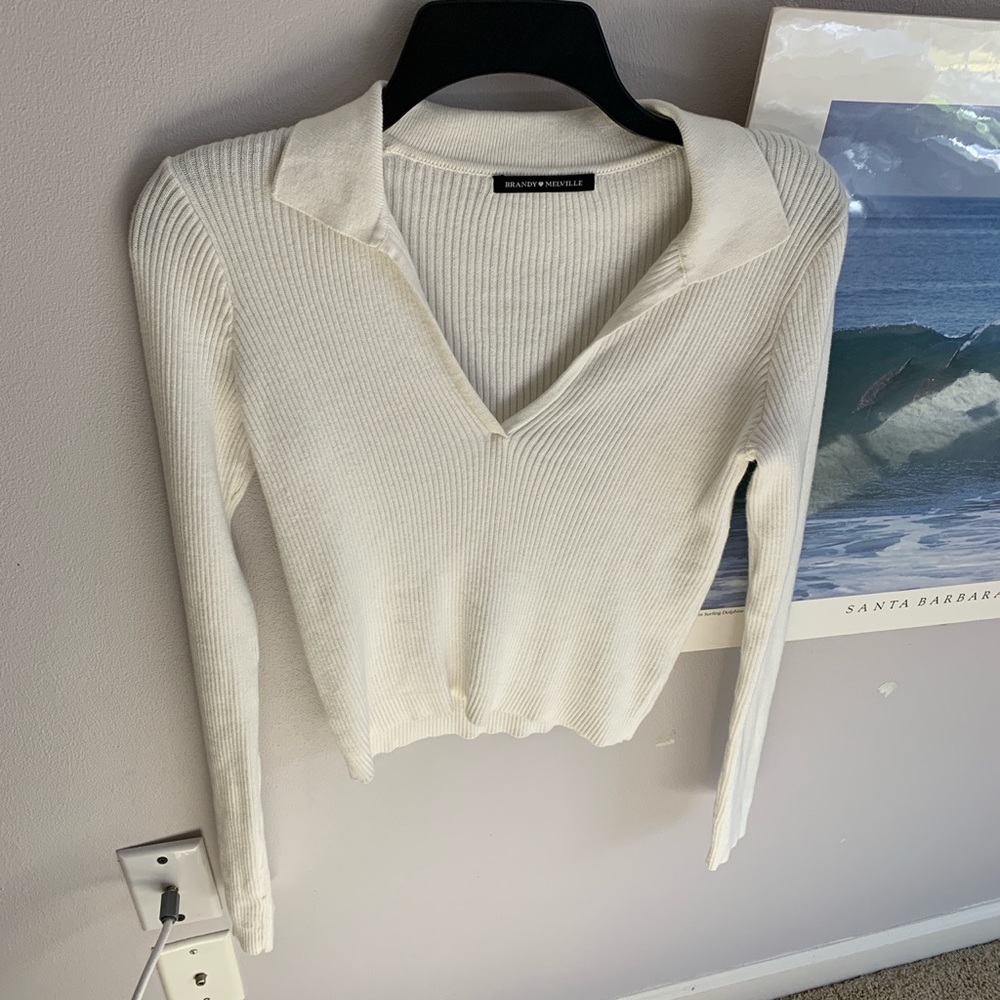 brandy melville long sleeve collared top